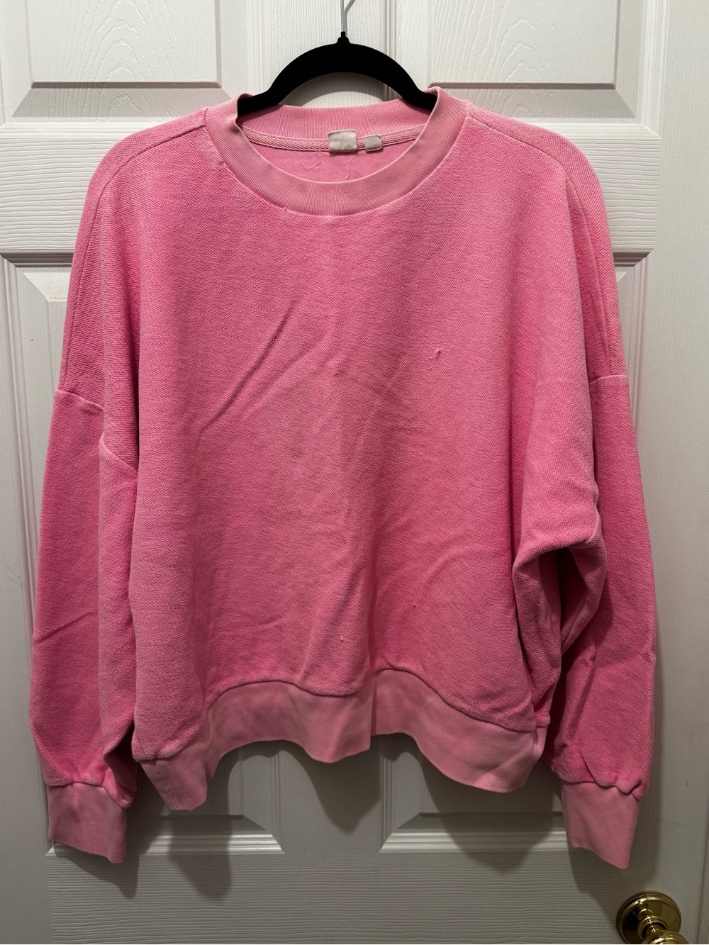 GAP Ladies Pink terry cloth Ribbed-Neck Sweatshirt sz XL